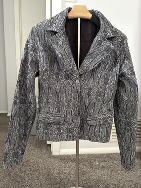Paisley Pattern Gray Women's Blazer Jacket